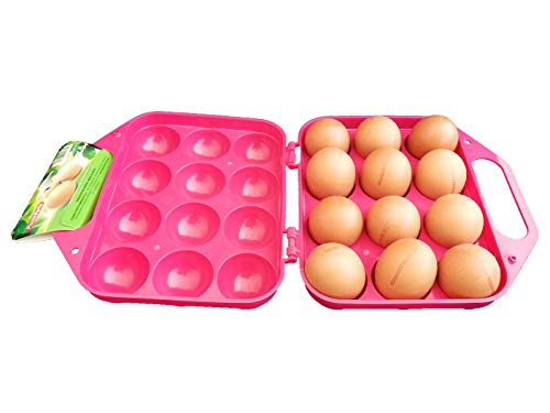 DAKE Huevera Plástico Nevera 12 Unidades | Accesorios Cocina organización | Conservar Huevos Frescos Camperos|Organizador Nevera y frigorifico|Almacenamiento y Organización Cocina|Fucsia