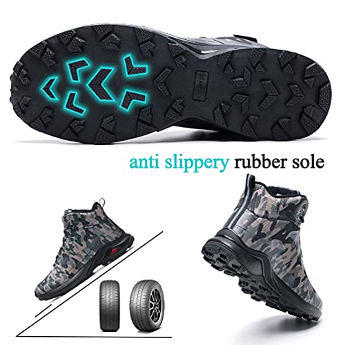Dannto Botas de Senderismo para Hombre, Zapatillas Altas de Trekking Zapatos de Montaña Escalada Aire Libre Calzado Ligero Antideslizantes Sneakers(camuflaje,44)
