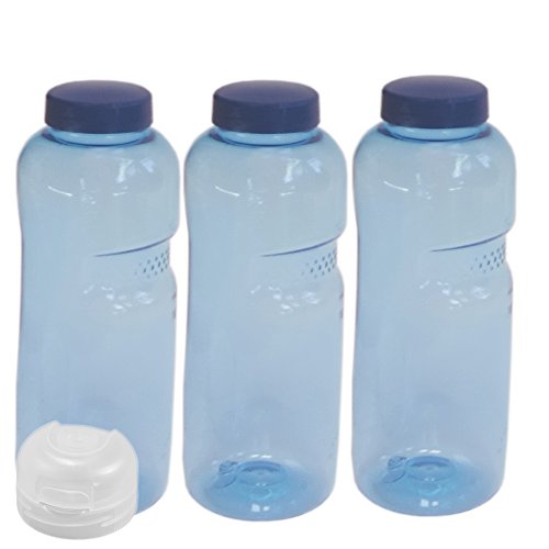 DeineTrinkflasche Juego de 3 botellas de tritán de 0,5 l con tapa abatible.