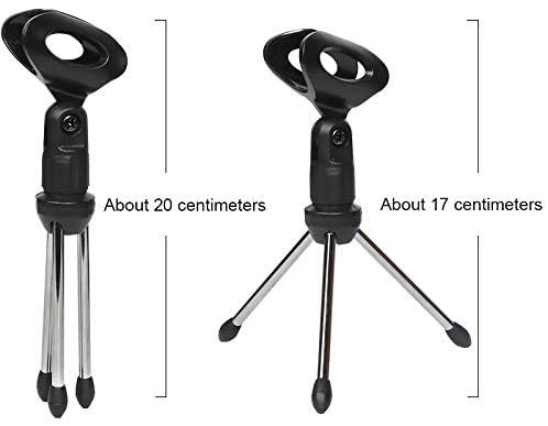 Depusheng Mini tapas de mesa portátiles, trípode para micrófono, aleación de zinc, soporte para micrófono, soporte para trípodes para micrófonos ajustables
