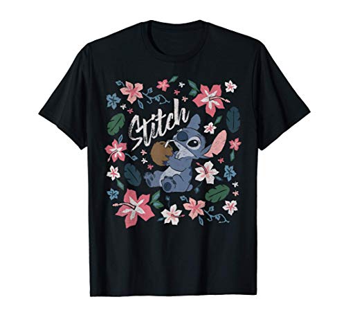 Disney Lilo & Stitch Floral Stitch Coconut Portrait Camiseta