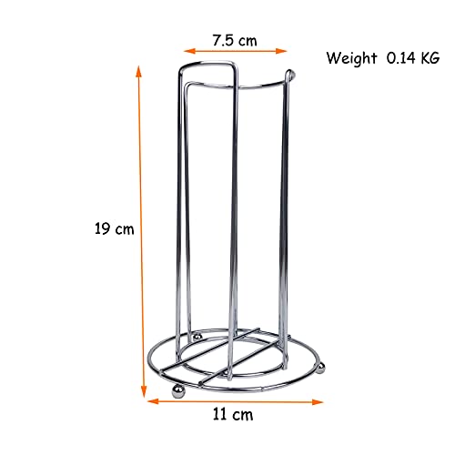 Dispensador de vasos de metal cromado, organizador de mesa para vasos y tazas de 7,5 cm de diámetro, para vasos desechables de plástico, de papel y de cristal (11 x 11 x 19 cm)
