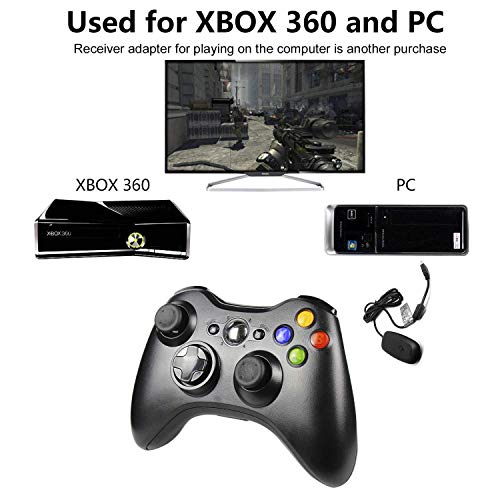 Diswoe Xbox 360 Controlador de Gamepad, Xbox 360 Inalámbrico Gamepad Controlador Joypad con Vibración Doble Ergonomía para Consola Microsoft Xbox 360, PC (Windows 10/8.1/8/7/XP)