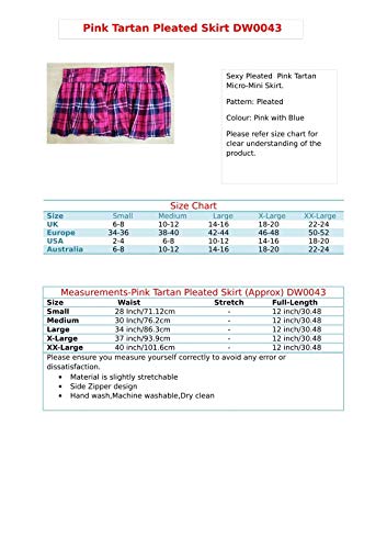 Divas World Falda plisada de tartán rosa para mujer a cuadros micro mini faldas cortas