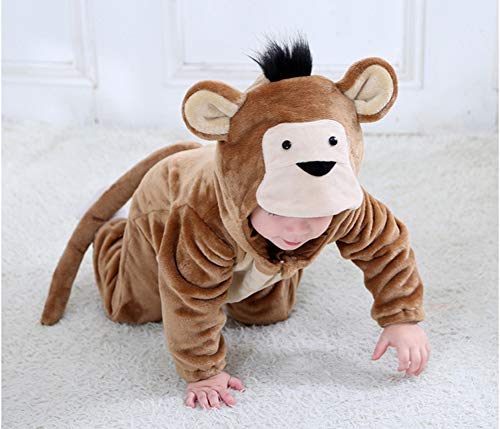 Doladola Mono de bebé con Capucha Mono de Dibujos Animados Animal Romper Pijama (Mono, Edades 0-3 Meses/Altura:52cm-59cm)