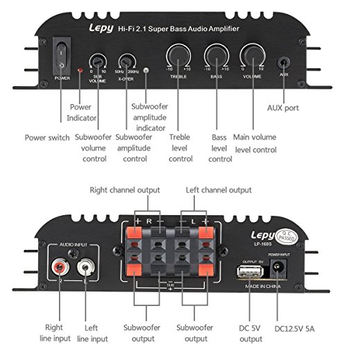 DollaTek LEPY LP-168S 2.1CH Amplificador de Potencia de Audio estéreo de Alta fidelidad HI-FI AMP para Dispositivos de Audio caseros de la Motocicleta del Coche LED Light