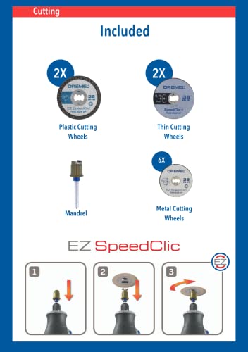 Dremel 690 EZ SpeedClic Juego de discos de corte - Kit de accesorios con 10 discos de corte para herramientas rotativas y mandril