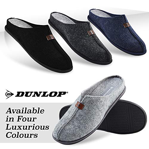 Dunlop Zapatillas Casa Hombre, Zapatillas Hombre Forro de Felpa, Pantuflas Hombre Suela Antideslizante, Regalos para Hombre y Adolescentes Talla 41-46 (44, Gris, Numeric_44)