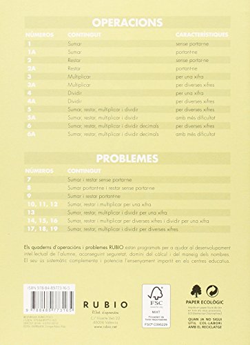 Ediciones Técnicas Rubio - Editorial Rubio PR 11 CAT - Cuaderno (Operacions i Problemes (català)) (Operacions i Problemes RUBIO (català))