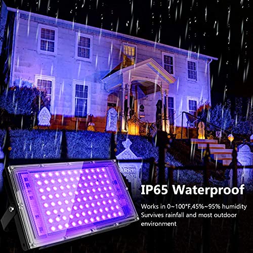 Eleganted Luz Negra LED Lámpara 100W-2-Pack Impermeable IP65,395-400nm Barra Ultravioleta Iluminación de Escenario para Bar Discoteca DJ Disco Halloween Navidad Fiesta Boda
