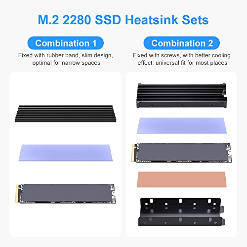 ELUTENG M.2 2280 Heatsink disipador de Calor de Doble Cara de aleación M2 SSD de Aluminio NGFF NVME disipador de Calor con 4 Almohadillas Termas Compatible con PS5