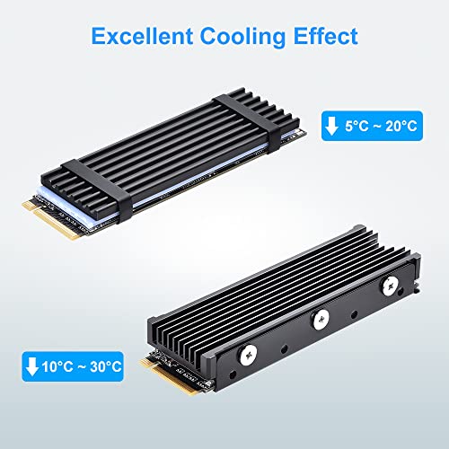 ELUTENG M.2 2280 Heatsink disipador de Calor de Doble Cara de aleación M2 SSD de Aluminio NGFF NVME disipador de Calor con 4 Almohadillas Termas Compatible con PS5