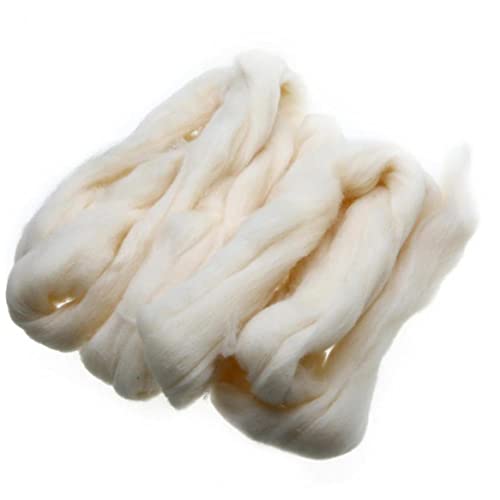 Ericetion 100g Tops De Lana Natural Blanca para Gorro De Fibra De Felting Roving para Manualidades De Agujas Costura Roving para Tejer