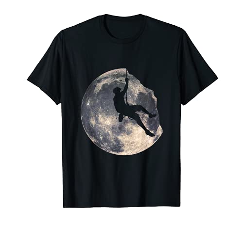 Escalador Hombre Escalada Luna Montaña Escaladores Senderismo Camiseta