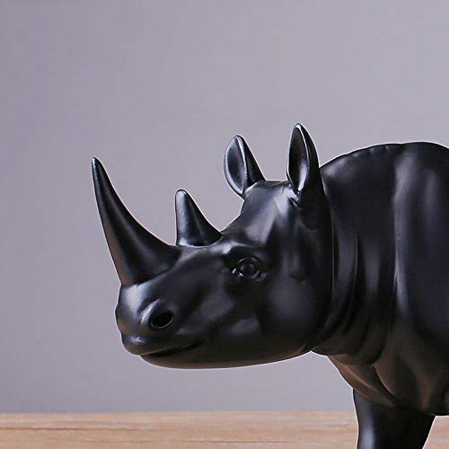 Escultura de Rinoceronte Negro nórdico, Adornos de Feng Shui, artesanías de Resina, Rinoceronte Negro Creativo, decoración para el hogar y la Oficina, Regalos