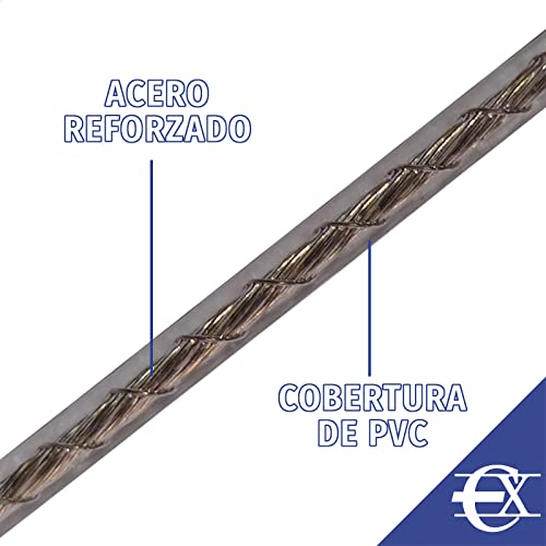 EUROXANTY Cuerda para Tender Ropa | Cuerda Tendedero | Acero Reforzado | Resistente para Azoteas y Campings | Recubierta de PVC | Incluye tensores | Pack 2