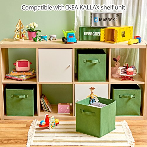 EZOWare Caja de Almacenaje con 6 pcs, Set de 6 Cajas de juguetes, Caja de Tela para Almacenaje, Kale Green