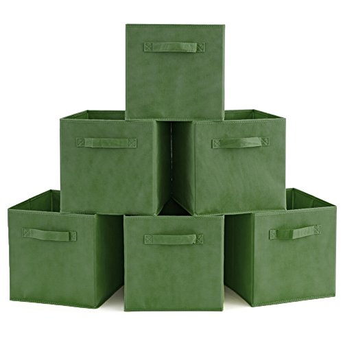 EZOWare Caja de Almacenaje con 6 pcs, Set de 6 Cajas de juguetes, Caja de Tela para Almacenaje, Kale Green