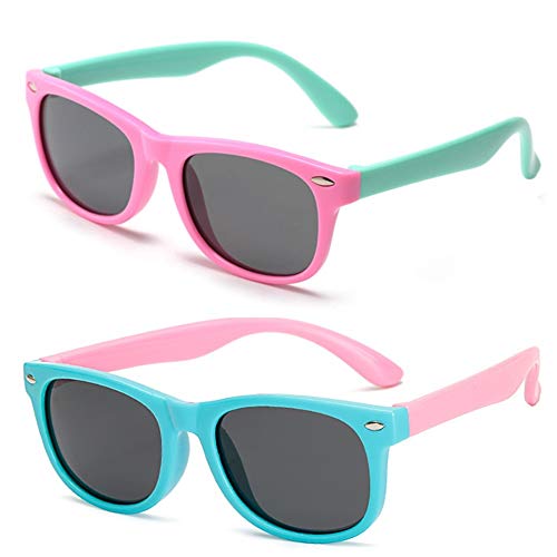 FANDE Kids Gafas de Sol, 2 Piezas Gafas Niño Sol, Kids Sunglasses Polarizadas Flexibles de Goma, Toddler Gafas de Sol de Silicona para Niños de 3 a 12 años (Dos colores)