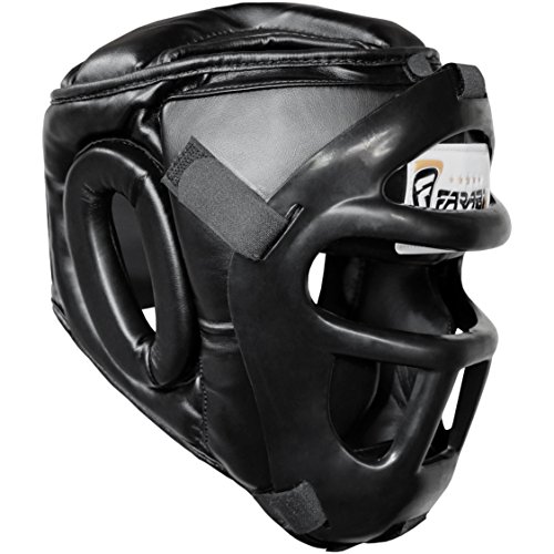 Farabi Sports Guardia Protector de Cabeza Cara de Ahorro de Casco con la Cara Frontal extraíble Grill (Black, Large)