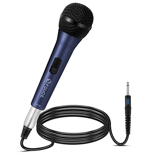 FDUCE Micrófono Vocal dinámico 9.0s, micrófono de Mano de Metal con Cable con Interruptor de Encendido y Apagado y Cable XLR de 16.4 pies, Utilizado para Karaoke, Boda, Iglesia, Clase (Azul)