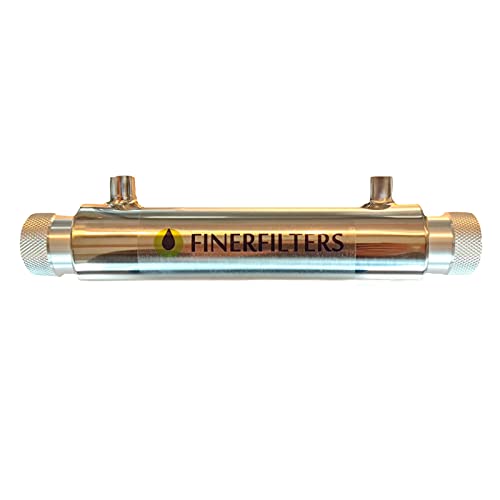 FINERFILTERS Sistema de desinfección de agua ultravioleta de 11 W 304 de acero inoxidable UV esterilizador 4 litros por minuto de luz ultravioleta filtro de agua purificador