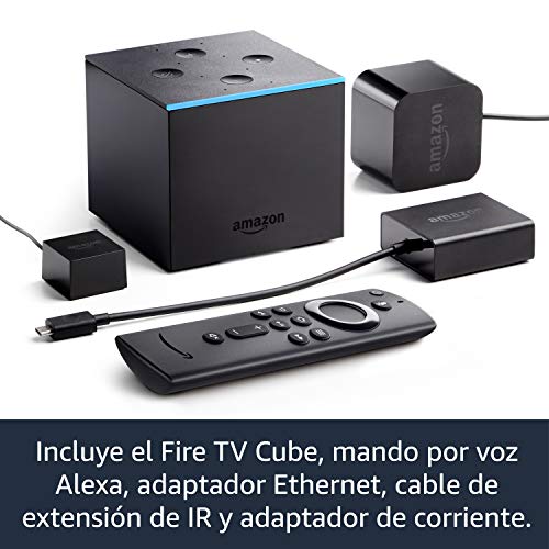 Fire TV Cube, Reacondicionado Certificado | Reproductor multimedia en streaming con control por voz a través de Alexa y Ultra HD 4K