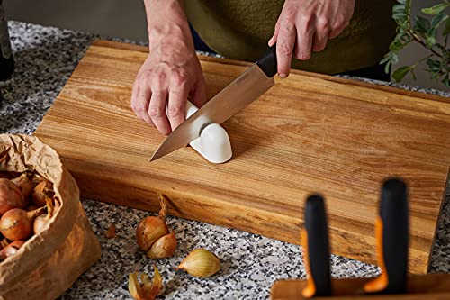 Fiskars Afilador de cuchillos para hojas de acero lisas, Piedra de moler cerámica, Functional Form, Roll-Sharp, Blanco/Naranja, 1014214