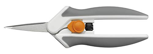Fiskars Tijeras multiuso Softgrip, con Micro-Tip, Longitud: 13 cm, Hoja de acero inoxidable/Mangos de plástico, Blanco/Gris, Easy Action, 1003874