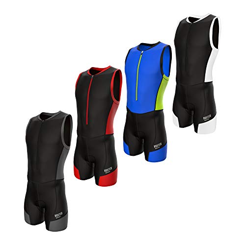 Foxter Active - Traje de triatlón para hombre, traje de triatlón, para natación, correr, ciclismo, talla XL, color azul