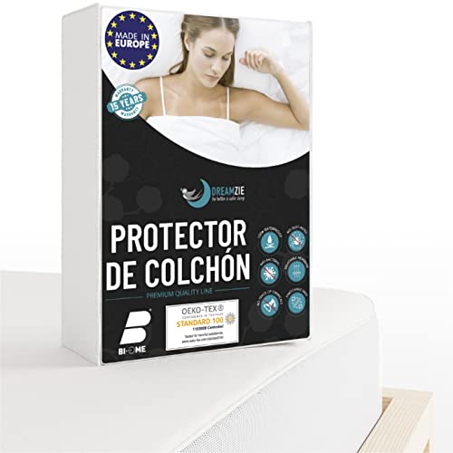 Funda Colchon 150 x 190 cm Impermeable - Dreamzie - Protector Colchon Oeko-Tex® Hipoalergénico, Anti-Bacteriano, Anti-Acaros - Made in EU