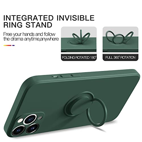 Funda de silicona para iPhone 11 Pro (ORDA), funda de teléfono móvil iPhone 11 Pro con anillo soporte, resistente a los arañazos, fina y suave, carcasa de silicona flexible, color verde oscuro