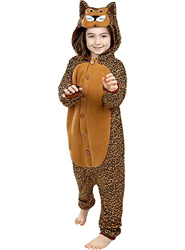 Funidelia | Disfraz de Leopardo Onesie para niño y niña Talla 10-12 años ▶ Animales, Desierto, Selva - Color: Marrón - Divertidos Disfraces y complementos