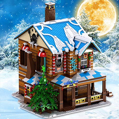 FZXL Modelo de casa medieval de Navidad, 1977 piezas calendario de Adviento de Navidad 2021, juguete de Navidad DIY regalo creativo compatible con Lego Christmas 2021 (16011)
