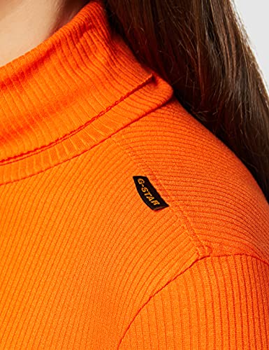 G-STAR RAW Slim Rib Mock Neck Camiseta, Naranja Signal Orange C890-c622, L para Mujer