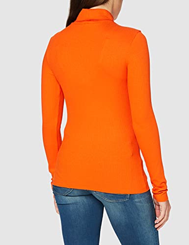 G-STAR RAW Slim Rib Mock Neck Camiseta, Naranja Signal Orange C890-c622, L para Mujer