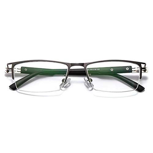 Gafas de lectura multifocales progresivas para hombres, lentes de resina, aleación TR, gafas de sol fotocromáticas de medio marco, uso doble cercano / lejano, dioptrías de +1.0 a +3.0,Gun color,+3.0