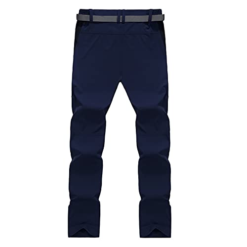 G&F Hombre Pantalon de Trekking Softshell Pantalones de Montaña Impermeable con Bolsillos con Cremallera (Color : Blue, Size : XL)