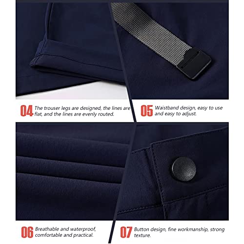 G&F Hombre Pantalon de Trekking Softshell Pantalones de Montaña Impermeable con Bolsillos con Cremallera (Color : Blue, Size : XL)