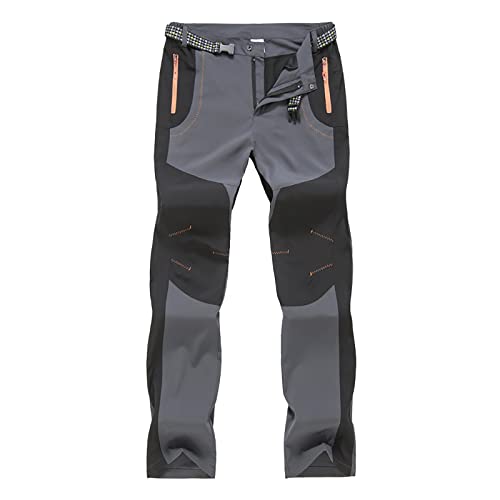 G&F Hombre Pantalones de Montaña Impermeables Pantalones Trekking Escalada Senderismo Softshell con Bolsillos Cremallera (Color : Gray, Size : M)