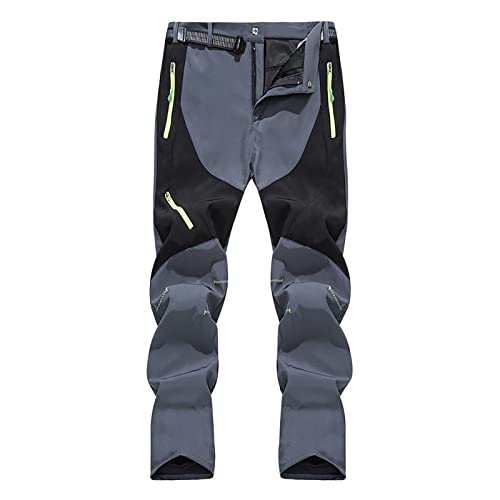 G&F Hombre Pantalones de Senderismo Softshell Impermeable con Bolsillos con Cremallera Transpirables (Color : Gray, Size : 3XL)