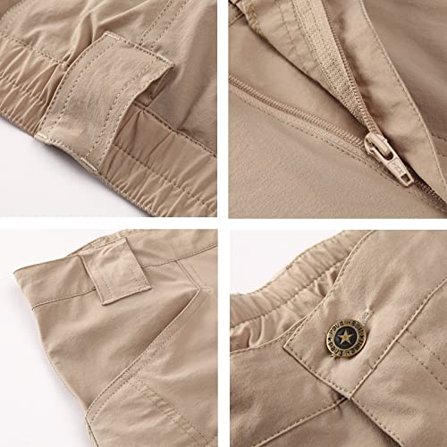 G&F Hombres Pantalones de Senderismo Softshell Exteriores Impermeables con Bolsillos con Cremallera Pantalones de Trabajo (Color : Khaki, Size : XXL)