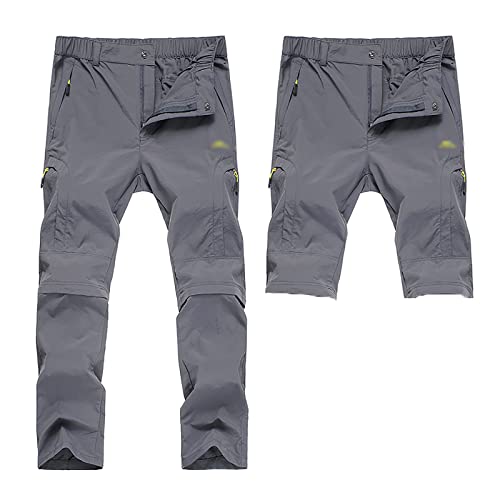 G&F Hombres Pantalones de Trekking Primavera y Verano, Pantalón Cortos de Funcionales, Pantalones Escalada Al Aire Libre Senderismo Montañismo (Color : Gray, Size : 4XL)