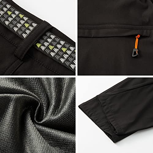 G&F Pantalones de Senderismo Hombres Softshell Exteriores Pantalones Impermeables and Anti-Viento (Color : Black, Size : S)