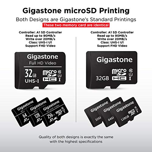 Gigastone Tarjeta Micro SD 32 GB Micro SDHC U1 C10 90 MB/S Tarjeta de Memoria de Alta Velocidad Class10 Uhs Full HD Video Nintendo Gopro Cámara Samsung Canon Nikon dji Drone