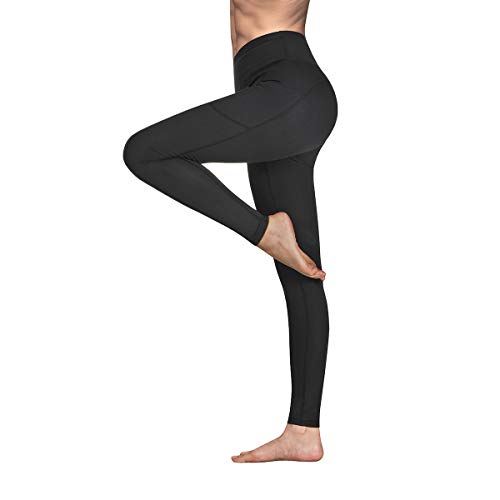 GIMDUMASA Pantalón Deportivo de Mujer Cintura Alta Leggings Mallas para Running Training Fitness Estiramiento Yoga y Pilates GI188(Negro,XS)
