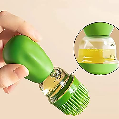 Glass Olive Oil Dispenser Bottle with Silicone Brush 2 in 1, Silicone Dropper Measuring Oil Dispenser Bottle, Oil Dispenser Bottle for Kitchen (Orange Green)