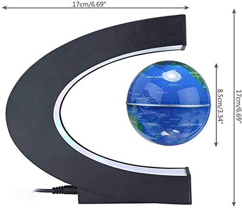 Globo Flotante con Luces LED, 2020 Nuevo Mapa del Mundo del Globo Giratorio Flotante de levitación magnética en Forma de C Regalo Educativo Globe Gravity para Escritorio de Oficina en casa para niños