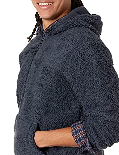Goodthreads Sherpa Fleece Zip Pullover with Hood Outerwear-Jackets, Gris, US S (EU S)