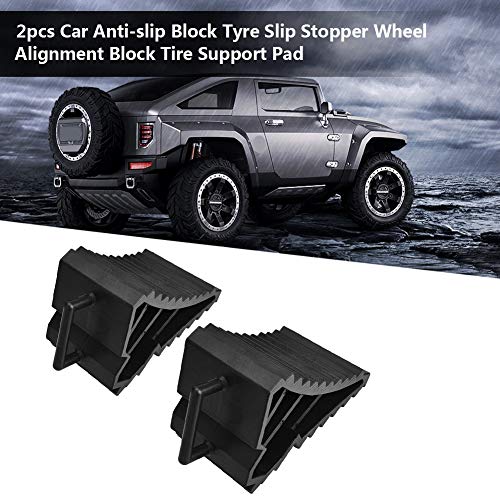 Gorgeri Tire Slip Stopper, 2pcs ABS Plastic Car Anti-slip Block Tire Slip Stopper Bloque de alineación de ruedas (Negro)